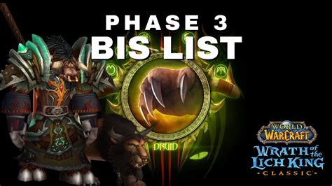 Spec. feral dps. Phase. T10.5. These are hand-crafted BiS lists that aim to maximize your characters' power by putting together the best combination of items. Our goal is to do the …